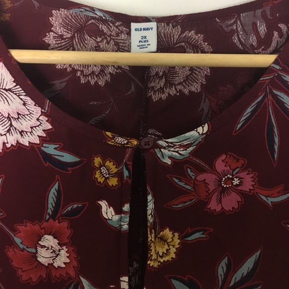 Old Navy Burgundy Floral Fit & Flare Midi Dress 2X - Picture 3 of 7